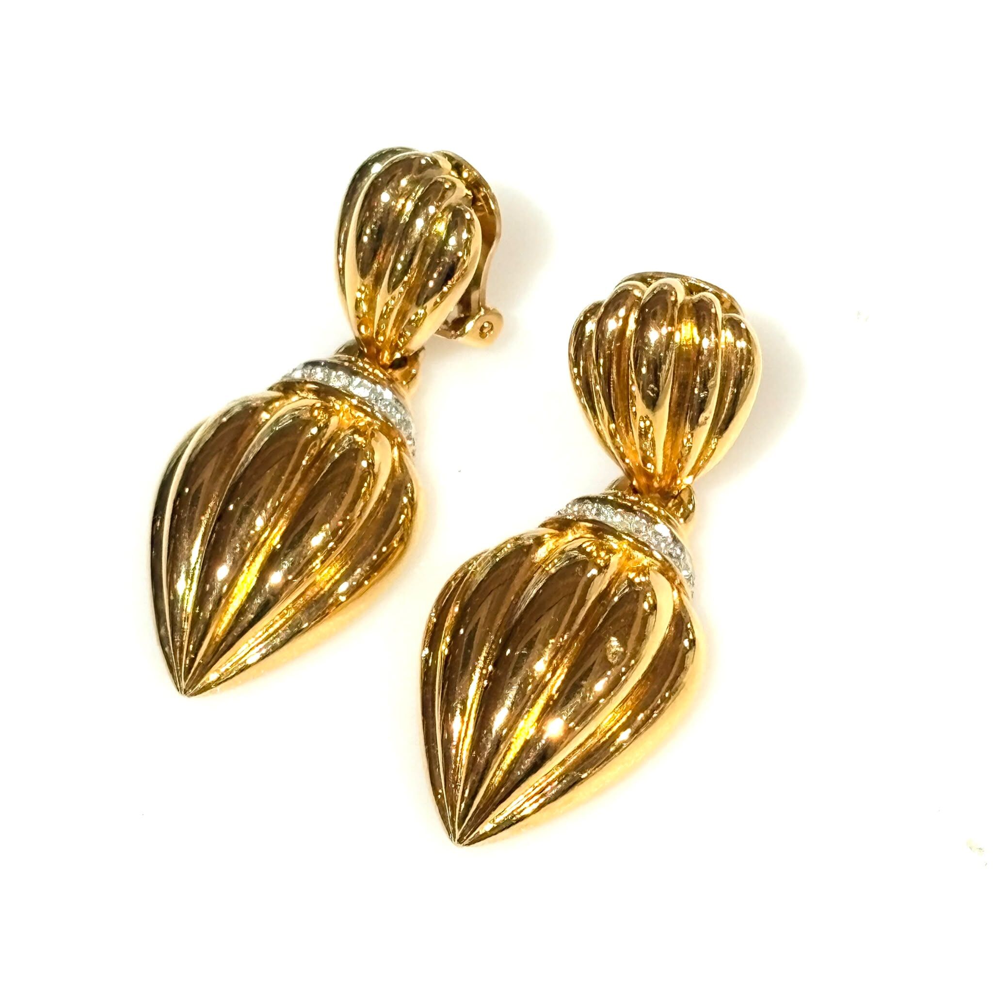 95%NEW二手Lanvin 耳夾/耳環 (2.5 x 4.5cm) , 復古金燈籠款, VINTAGE EARRINGS, #香榭站正品