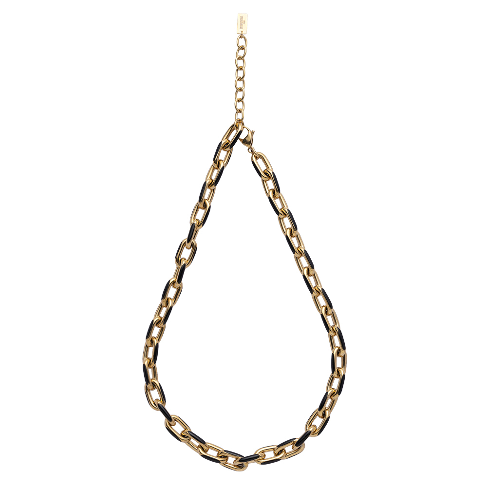 0710CR79-CRISATHENAHK-CLOTHING-Crisathena Enamel Le Figaro Small necklace in Black,Gold（A79）