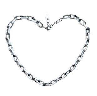 0710CR84-CRISATHENAHK-CLOTHING-Crisathena Enamel Le Figaro Small necklacein White,Silver（A84）