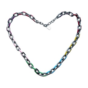 0710CR86-CRISATHENAHK-CLOTHING-Crisathena Enamel Le Figaro Small necklacein Multi,Silver（A86）