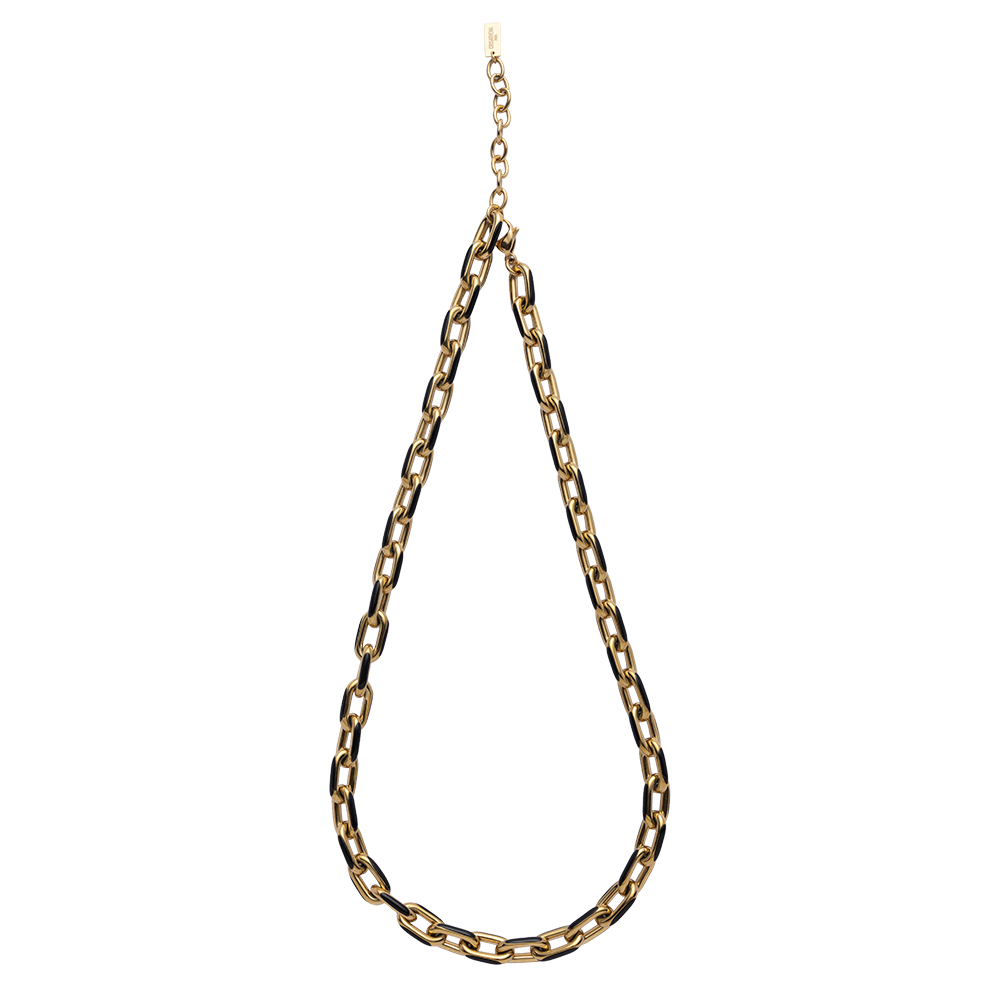 0710CR87-CRISATHENAHK-CLOTHING-Crisathena Enamel Le Figaro Large necklacein Black,Gold（A87）