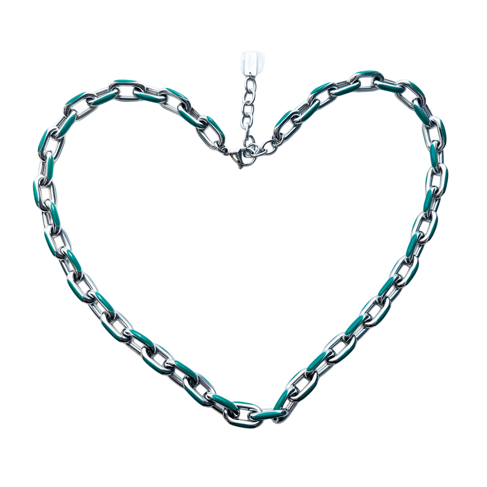 0710CR92-CRISATHENAHK-CLOTHING-Crisathena Enamel Le Figaro Large necklacein Green,Silver（A92）