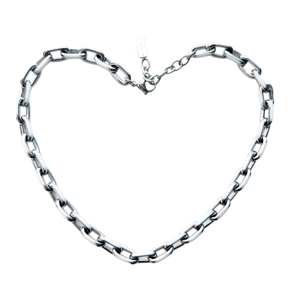0710CR94-CRISATHENAHK-CLOTHING-Crisathena Enamel Le Figaro Small necklacein White,Silver（A94）