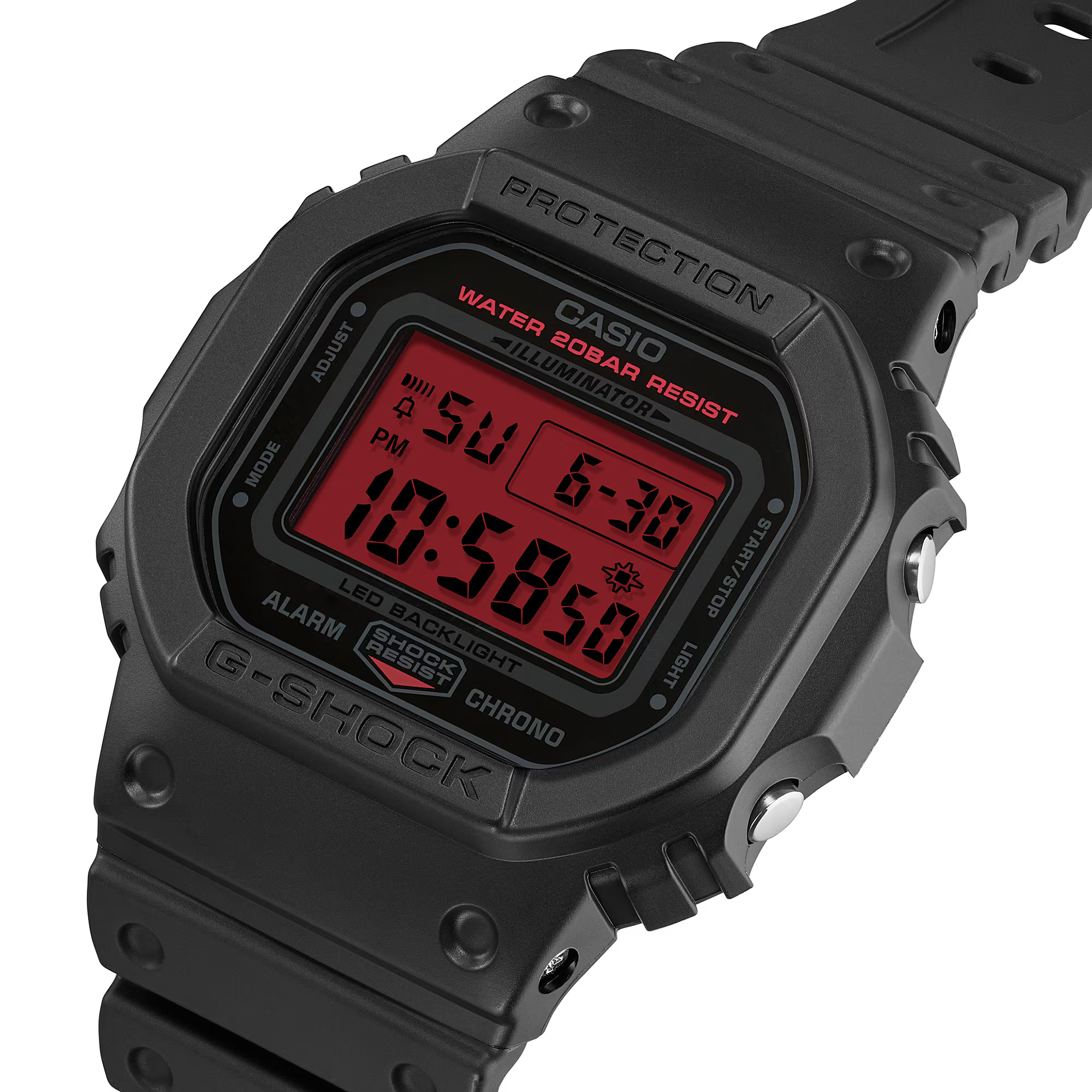 萬年鐘錶 - G-SHOCK  黑紅配色頭潮流防震電子錶 DW-5600BBR-1  錶徑: 42.8MM