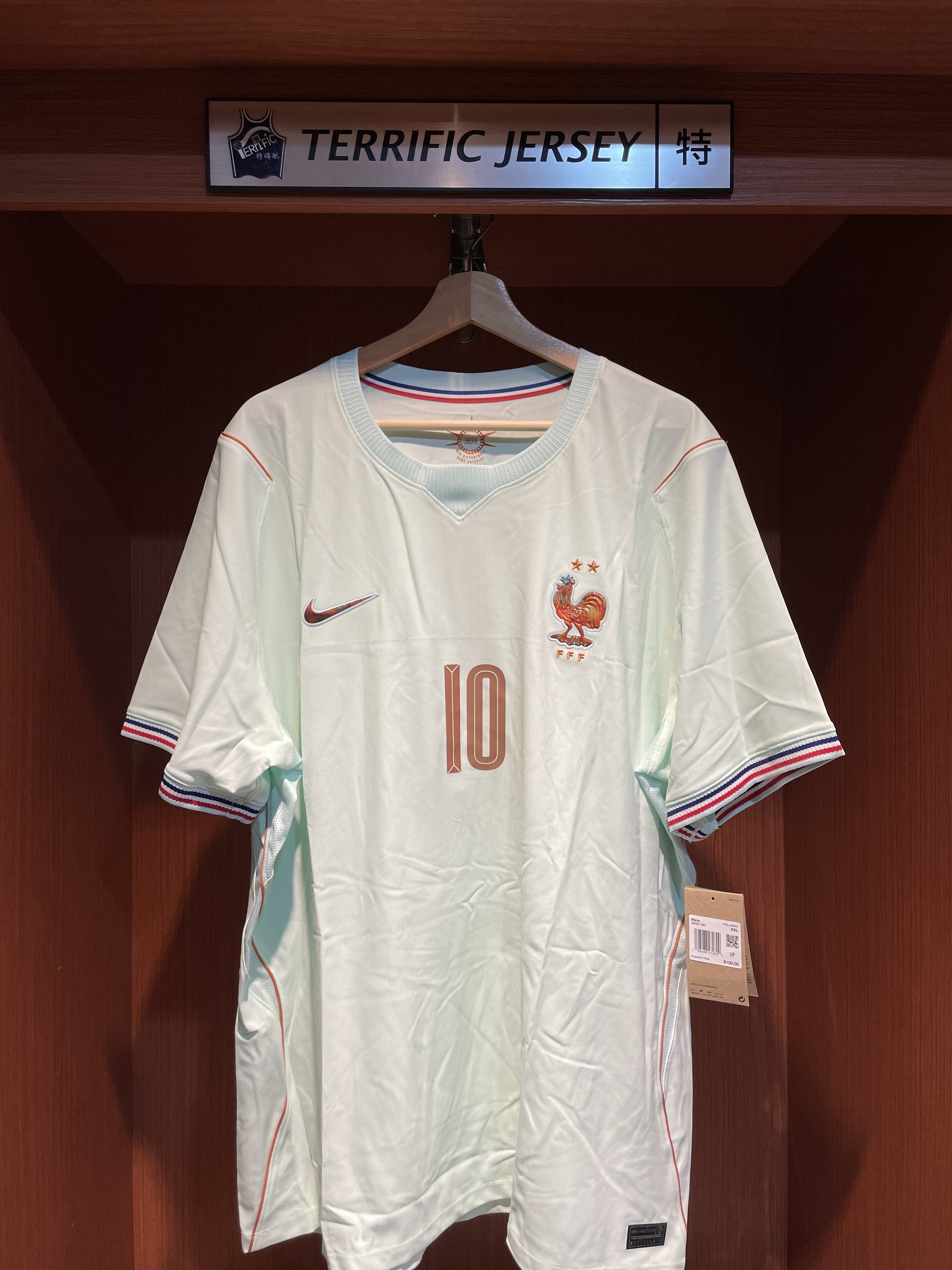 FIFA足球 Kylian Mbappe 法國薄荷綠 雙星 高盧雄雞 2026 世界盃 Away Nike Replica Jersey 球迷版 燙印 全新