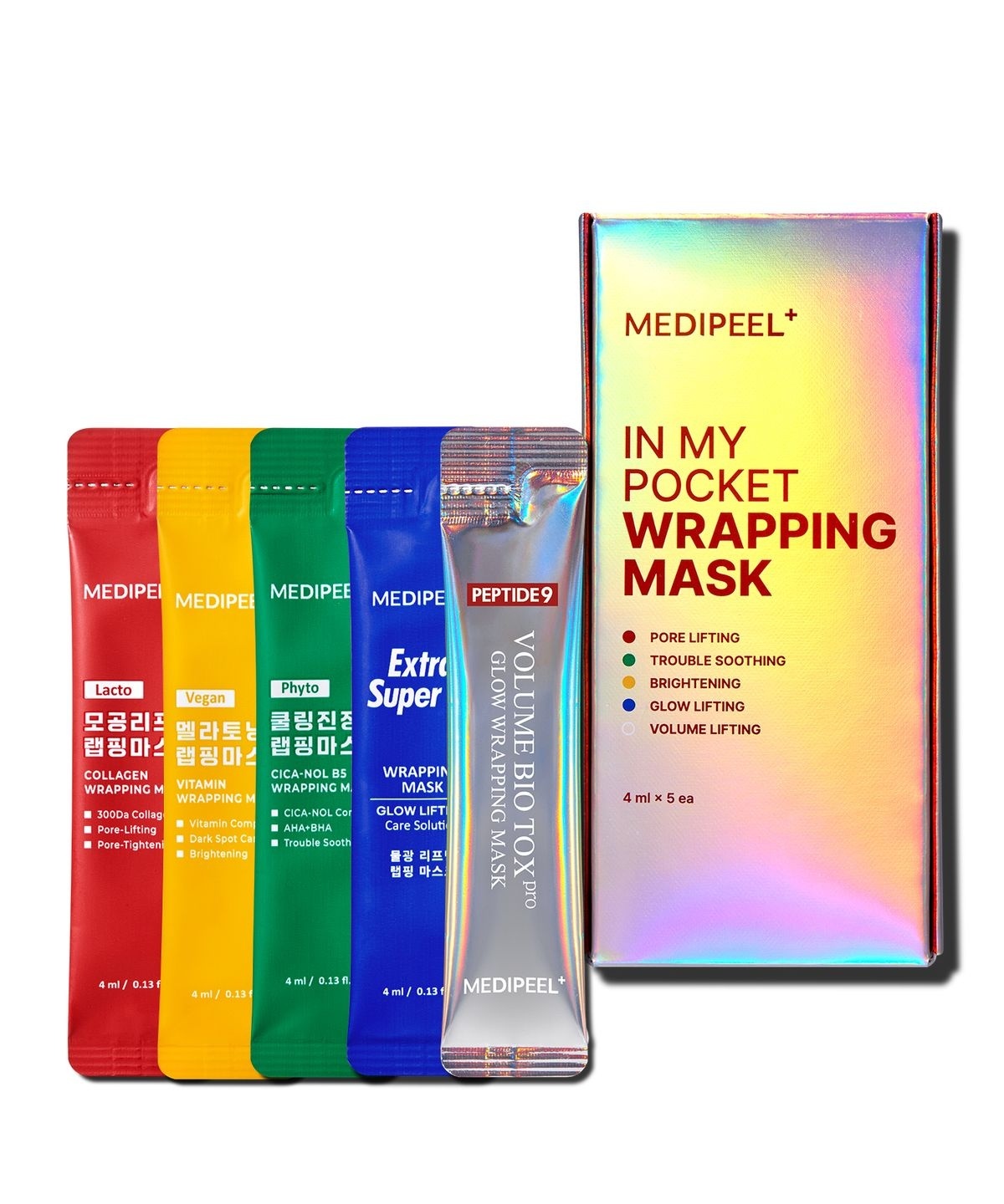 MEDIPEEL 膠原反重力物理極限撕拉面膜 4ml【一盒5款】