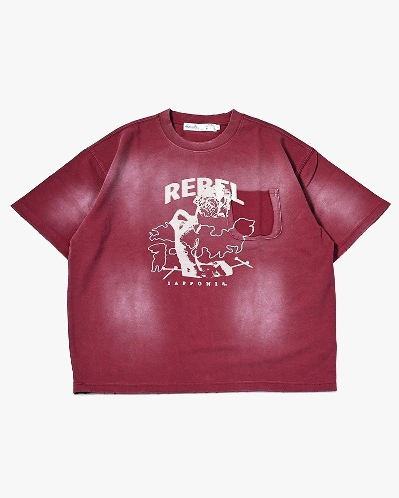 HIGH-GATE - DIRTY PRINT S/S TEE 'BURGUNDY' 26HG-SS2503