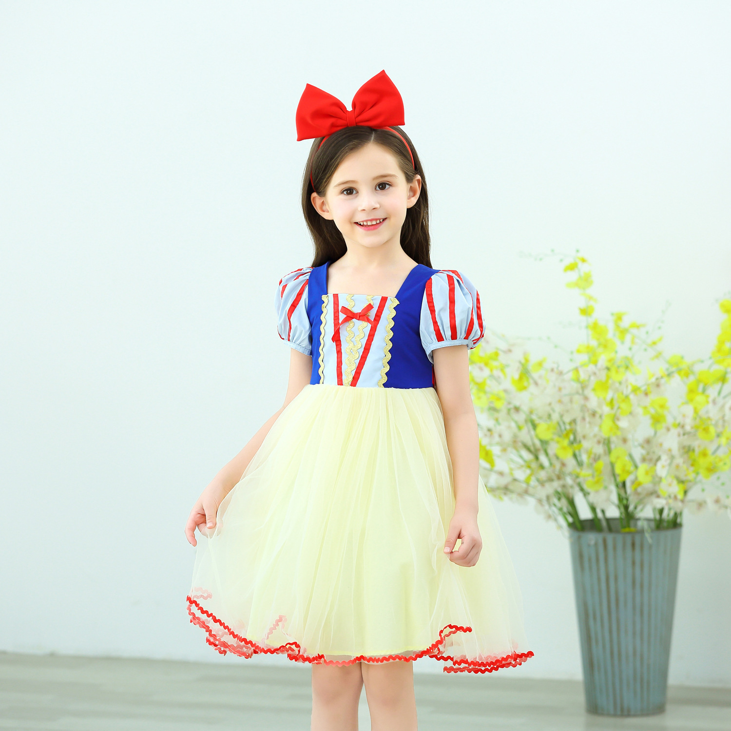 萬聖節 白雪公主禮服 淺黃短裙款 90-150cm D63*