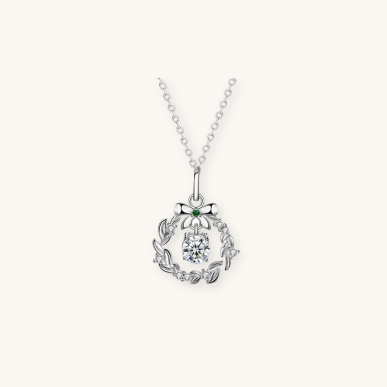 Flower wreath moissanite necklace