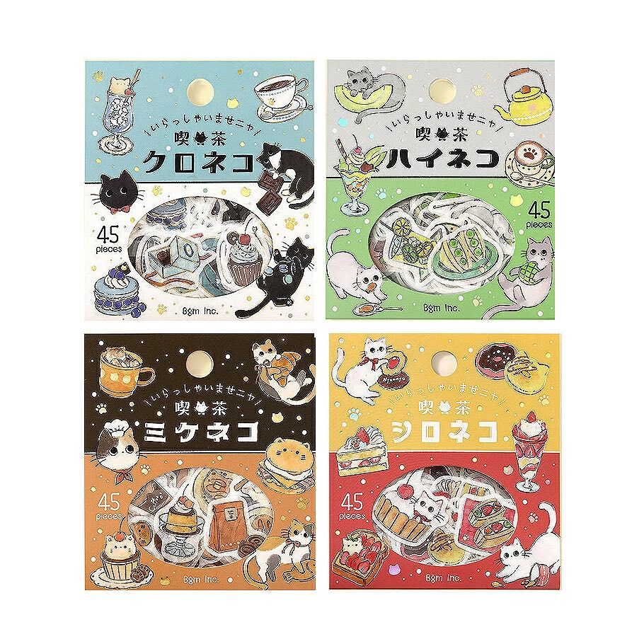 貓咪咖啡店 45入 金箔和紙貼紙包｜日本BGM