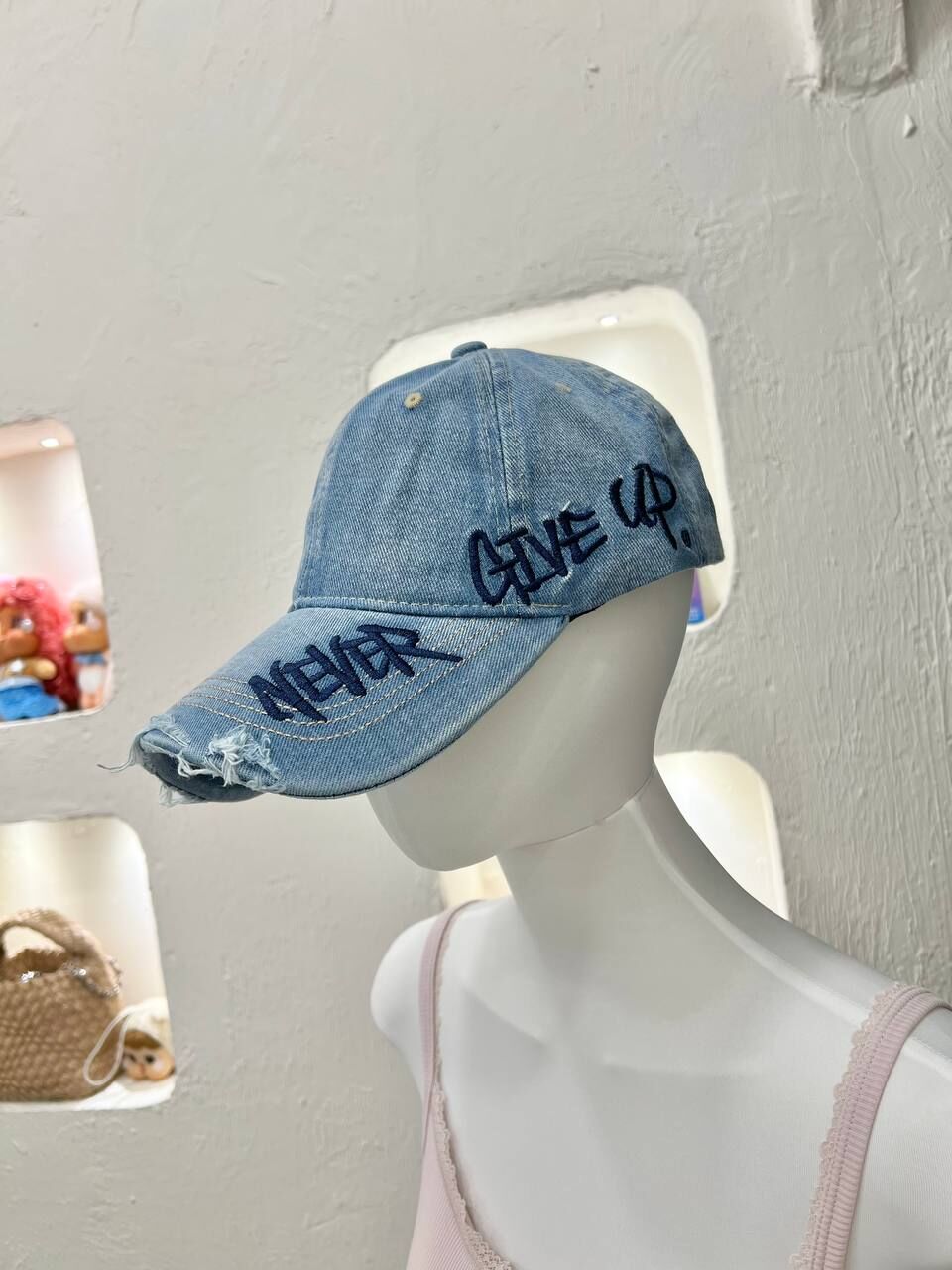 Never Give Up Denim Cap