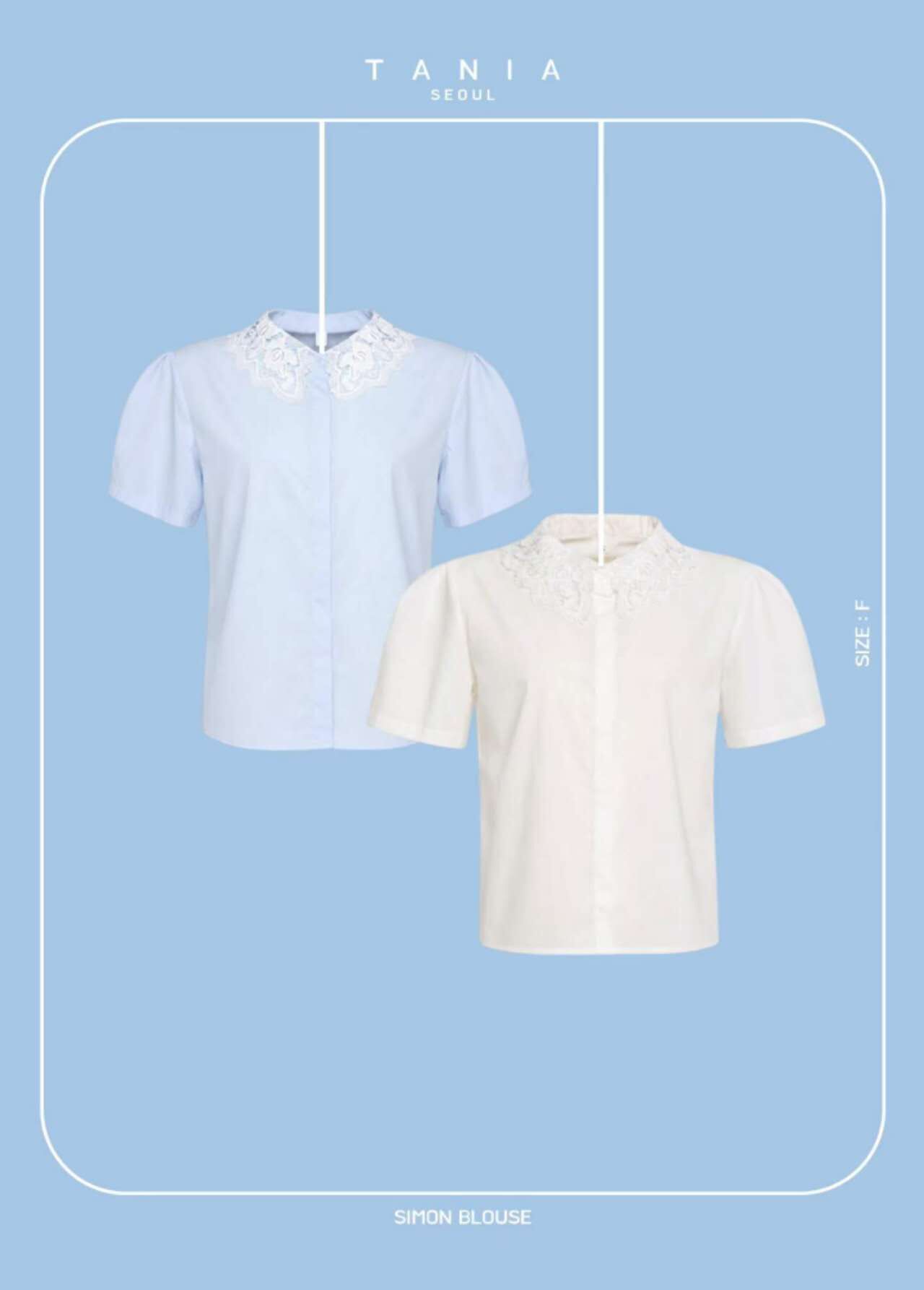 💍K0201  ▶️蕾絲領子襯衫 👉B:cm L:cm