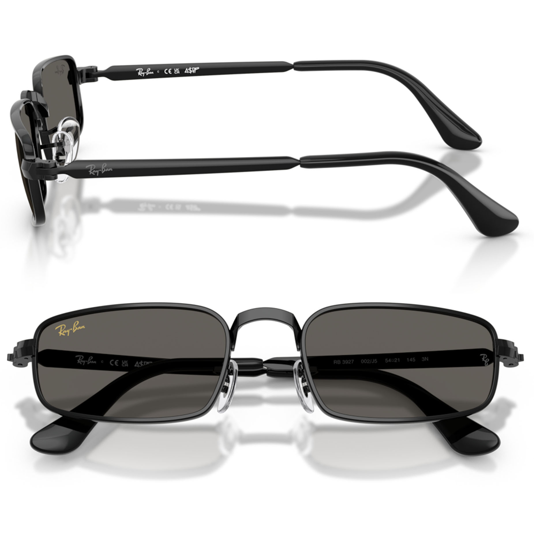 【RayBan】RB3927 002/J5-54mm 方框太陽眼鏡♦(黑|深黑色)