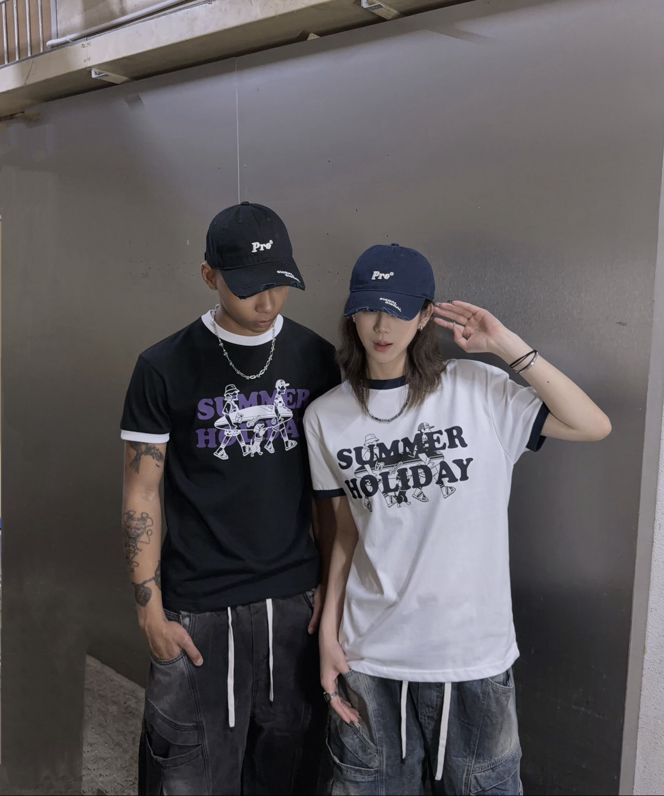 ST0078 撞色領Summer Print Tee
