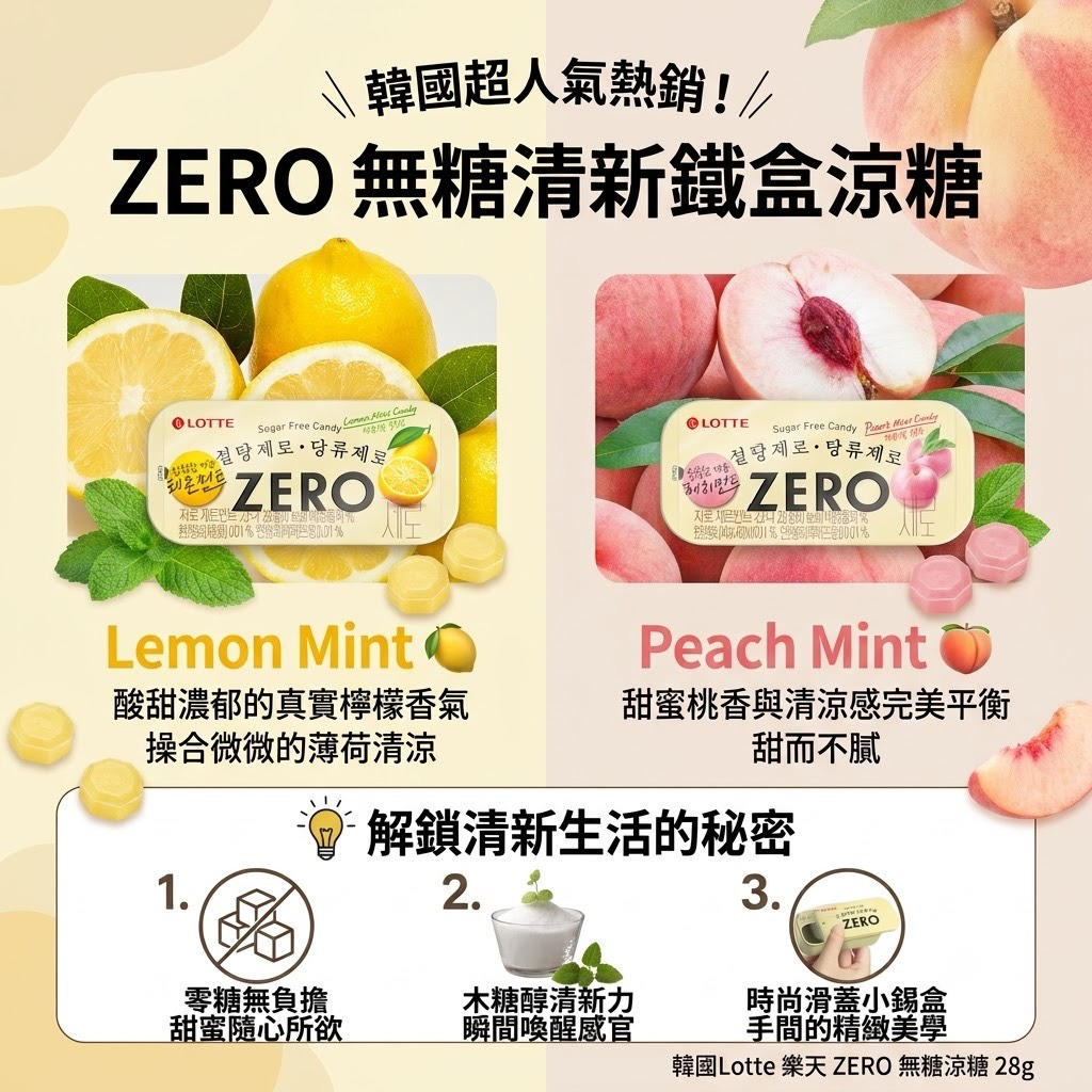 WSBB12062  韓國Lotte 樂天 ZERO 無糖涼糖 28g (1套2件)（9月中旬 ）