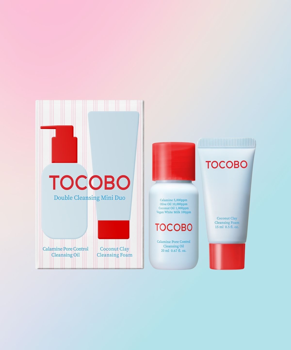 TOCOBO 椰油毛孔高能雙效物理極限微縮潔顏洗卸極致套組 (卸妝油20ml + 潔面乳15ml)