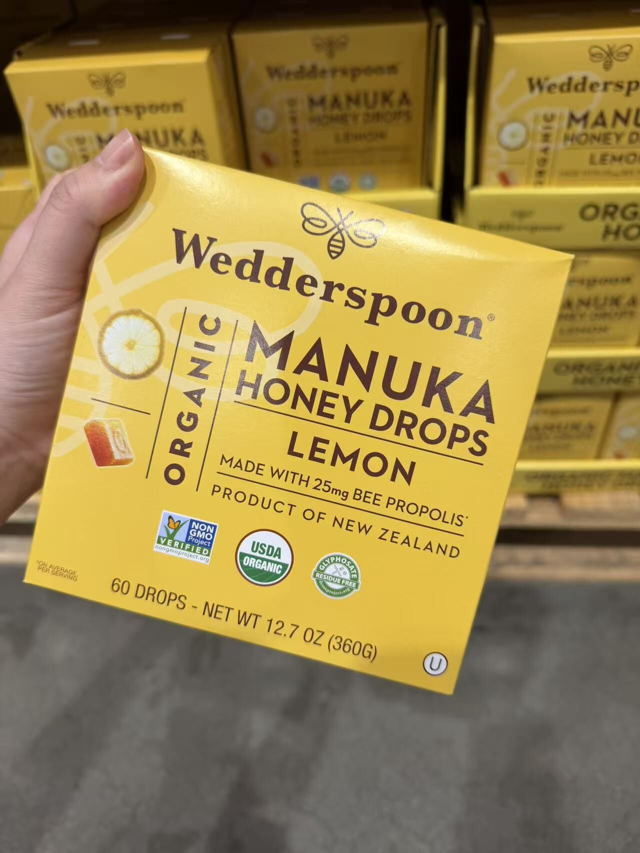 【預購】 Wedderspoon H071114 有機麥盧卡蜂蜜檸檬潤喉糖 (60粒/盒)