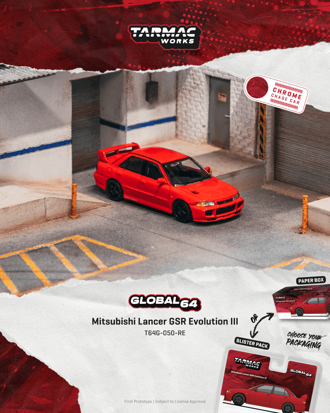 PO-$84 * TARMAC * 1:64 Mitsubishi Lancer GSR Evolution III Red