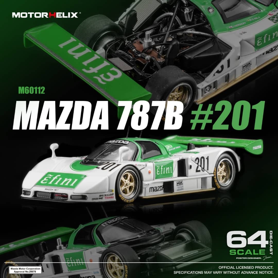 PO-$440 * MOTORHELIX * 1:64 MAZDA 787B NO.201 GREEN WHITE LIVERY