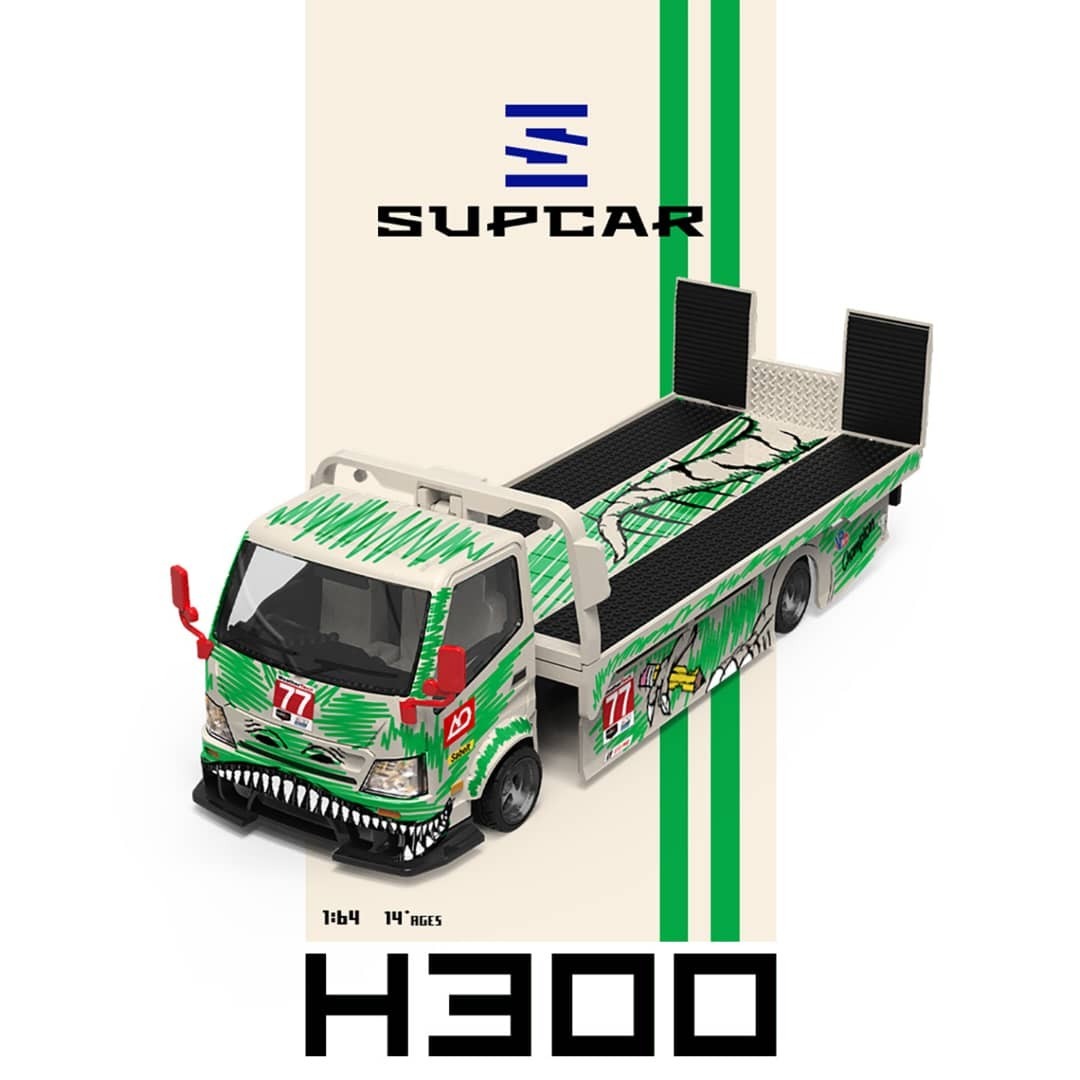 PO-$240 * SUPCAR * 1:64 H300 TOW TRUCK WHITE GREEN LIVERY