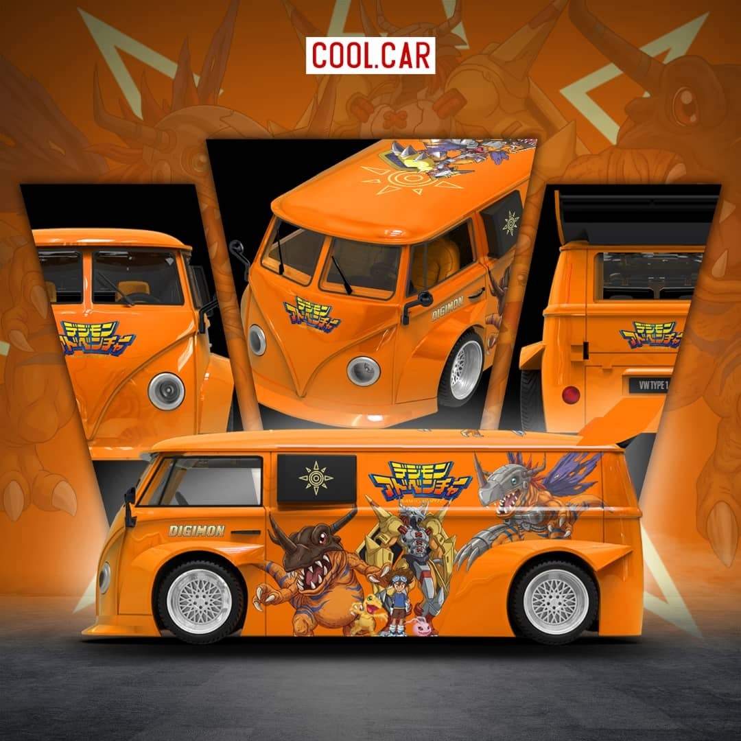 PO-$150 * COOL CAR * 1:64 VOLKSWAGEN T1 DIGIMON XROS WARS LIVERY