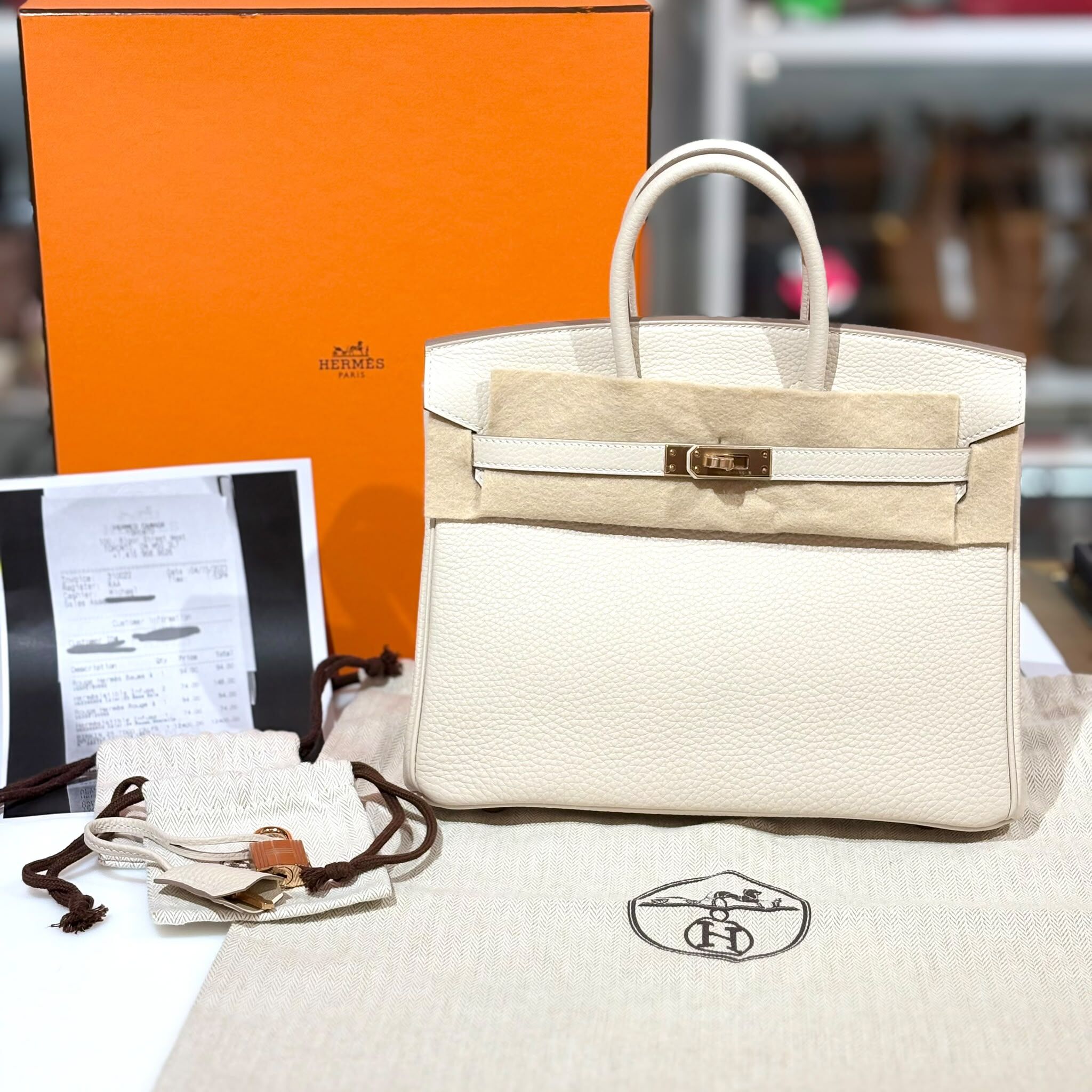 全新BIRKIN 25,Craie Togo Rose Gold 奶昔白玫瑰金扣 B STAMP #B25 #鉑金包 #BRAND NEW #香榭站正品