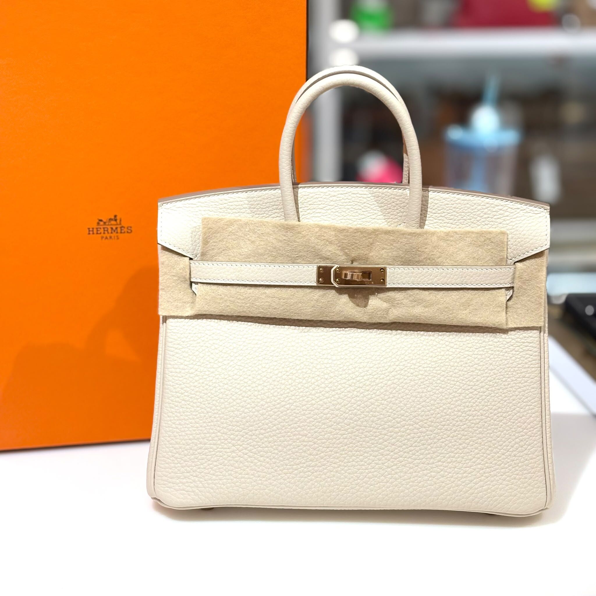全新BIRKIN 25,Craie Togo Rose Gold 奶昔白玫瑰金扣 B STAMP #B25 #鉑金包 #BRAND NEW #香榭站正品