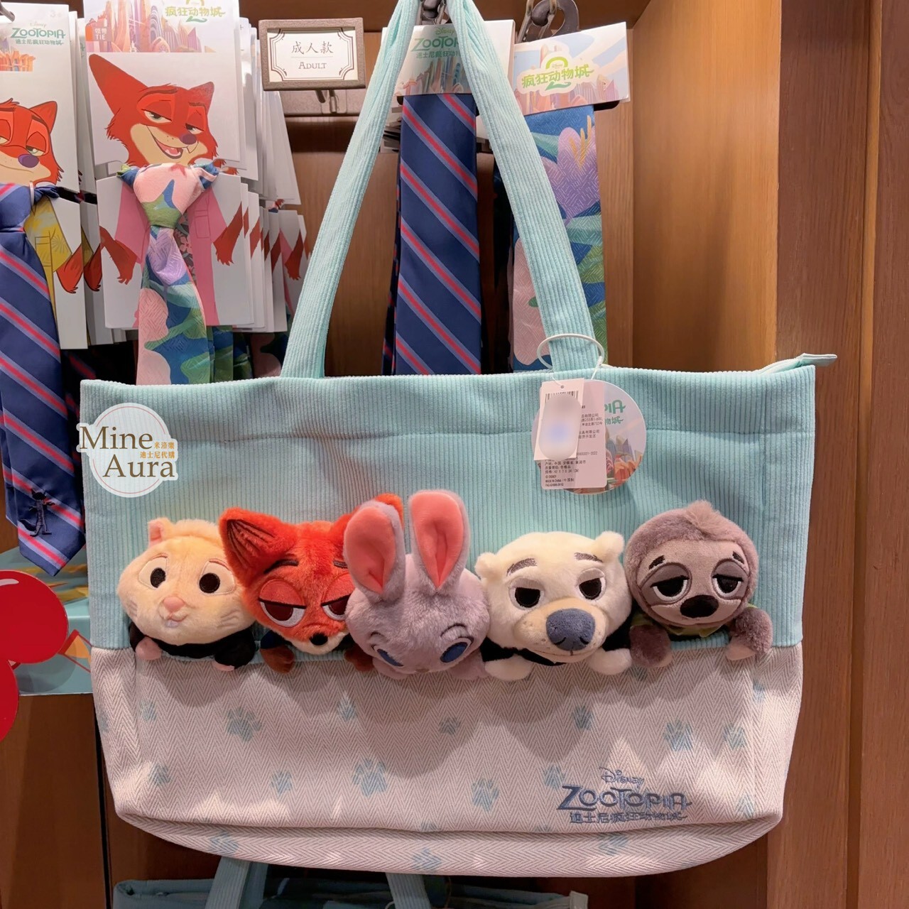 動物方城市 Zootopia 經典角色 絨毛排排站造型 帆布包 托特包 手提包 -上海迪士尼樂園