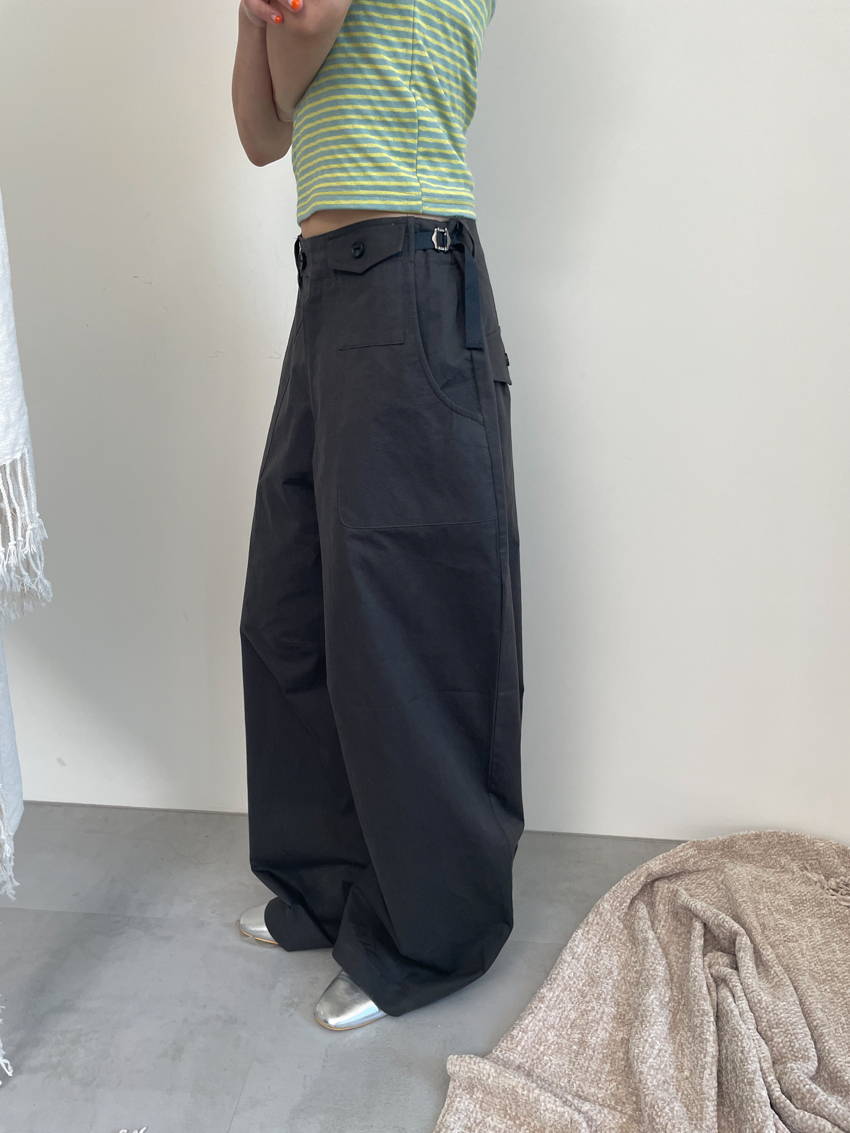 waist adjuster relaxed trousers in CHARCOAL