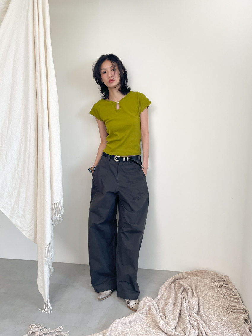 waist adjuster relaxed trousers in CHARCOAL