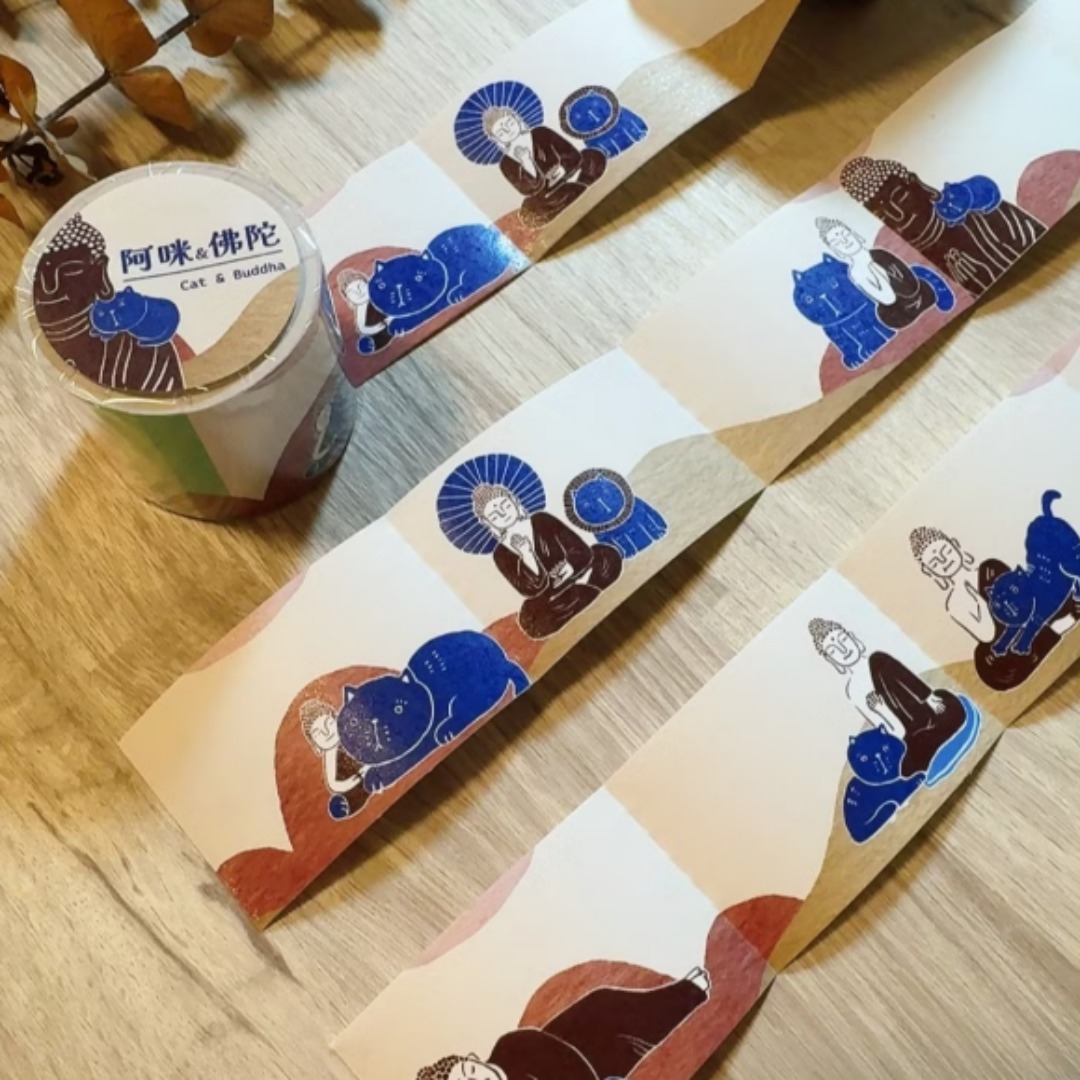 阿咪與佛陀 便利貼紙捲 附離型紙 有易撕線 可書寫｜針線球 Yarnball 台灣