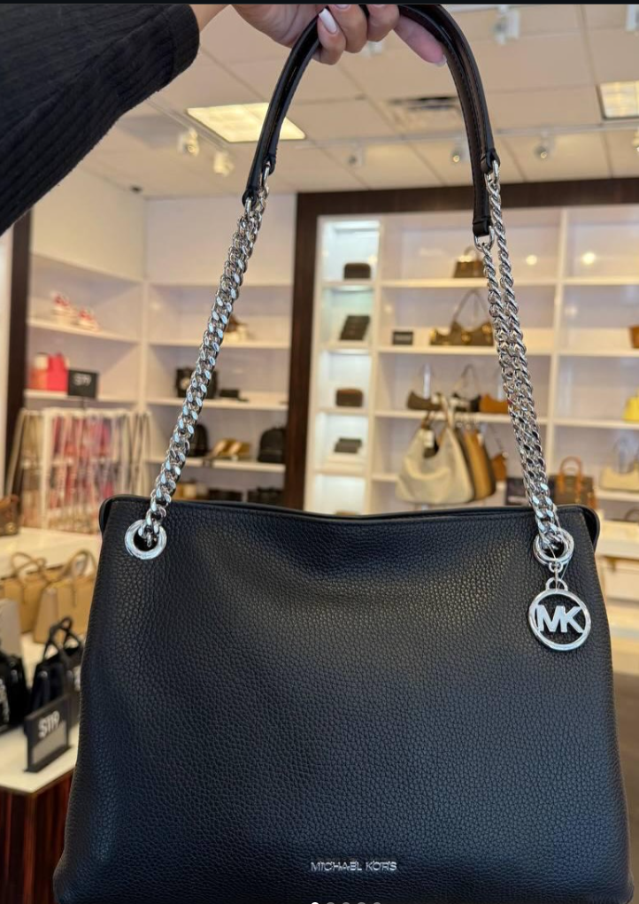 【預購】Michael Kors H071155 Christina 荔枝紋鏈帶肩背包 (黑色)