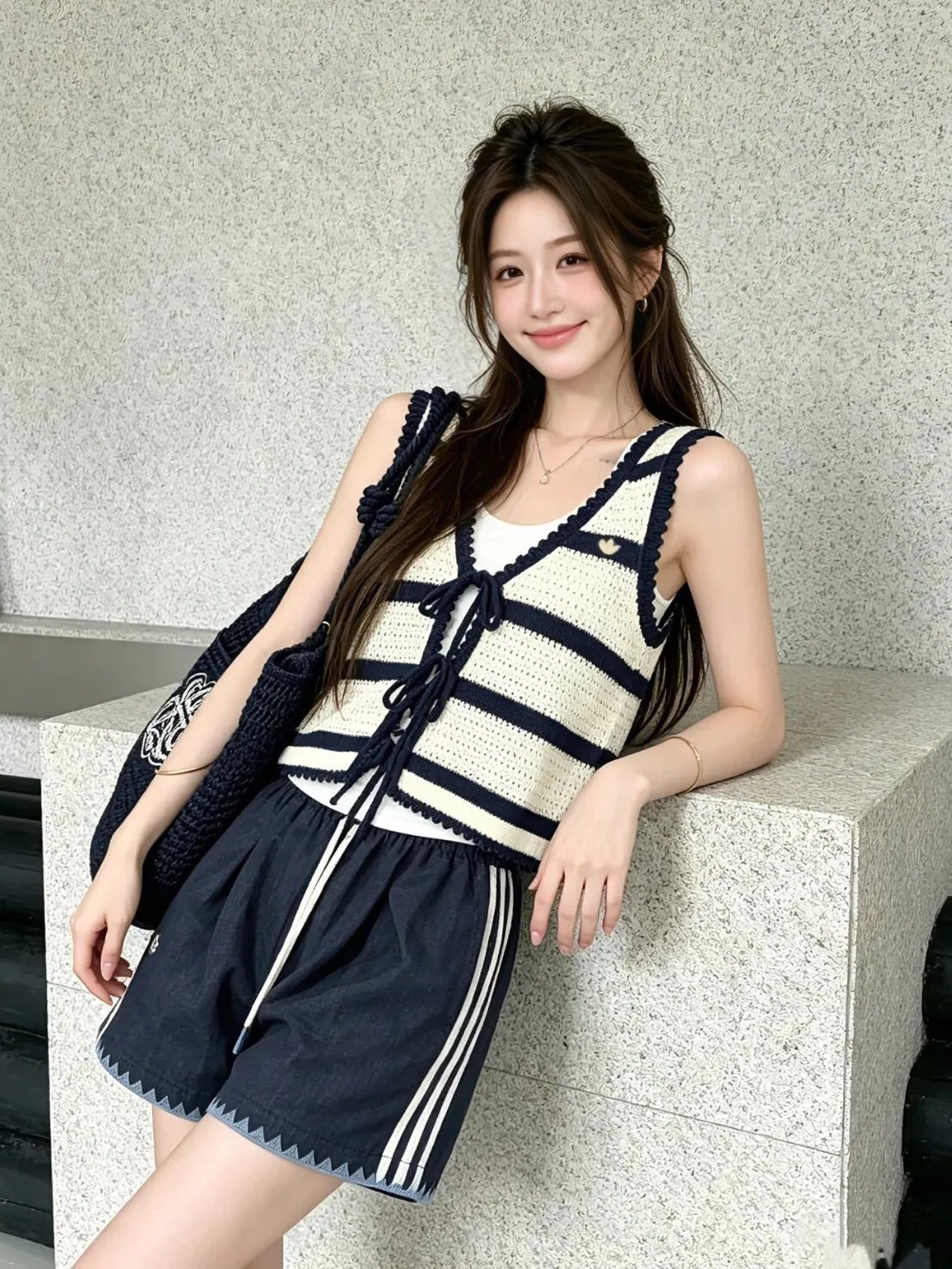 〈夏日度假感🍹〉ADIDAS ORIGINALS 南洋風 藏青復古休閒短褲