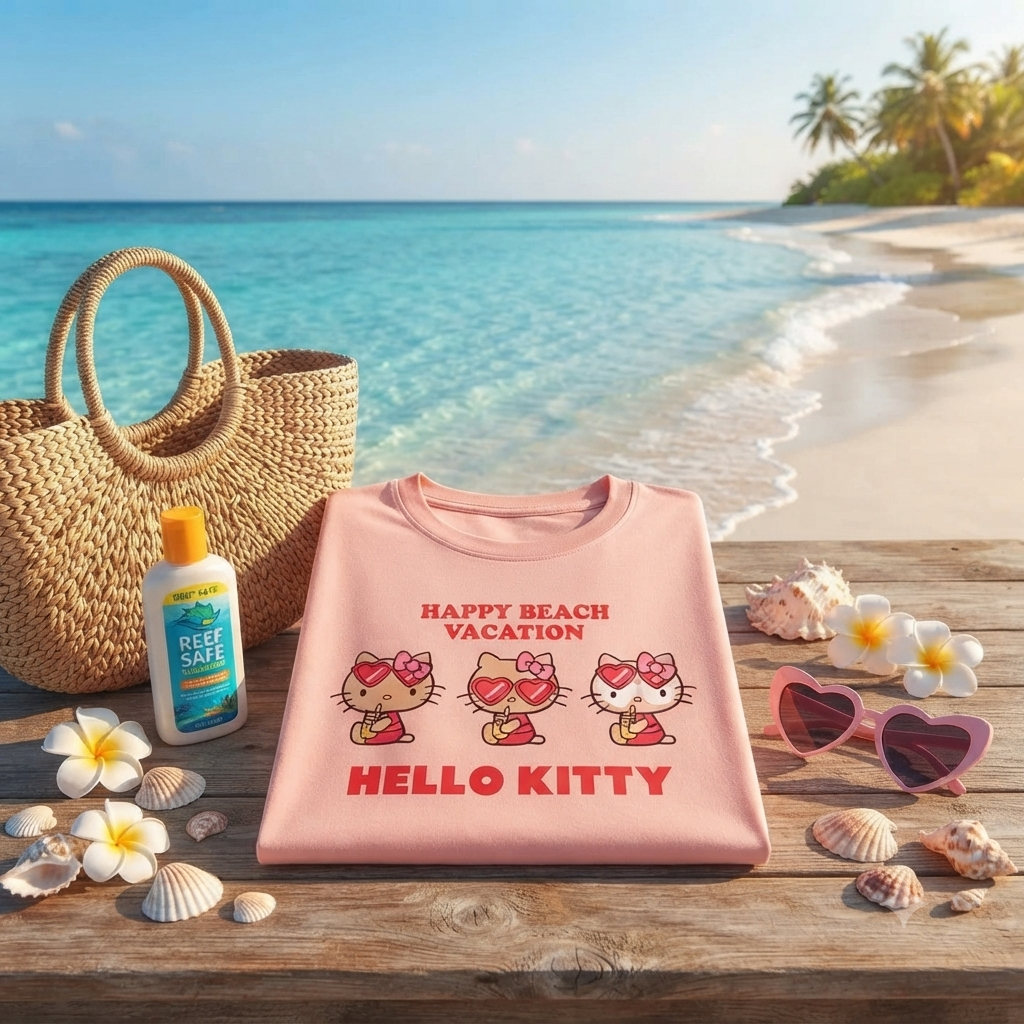 Hello Kitty沖繩曬黑印花Tee