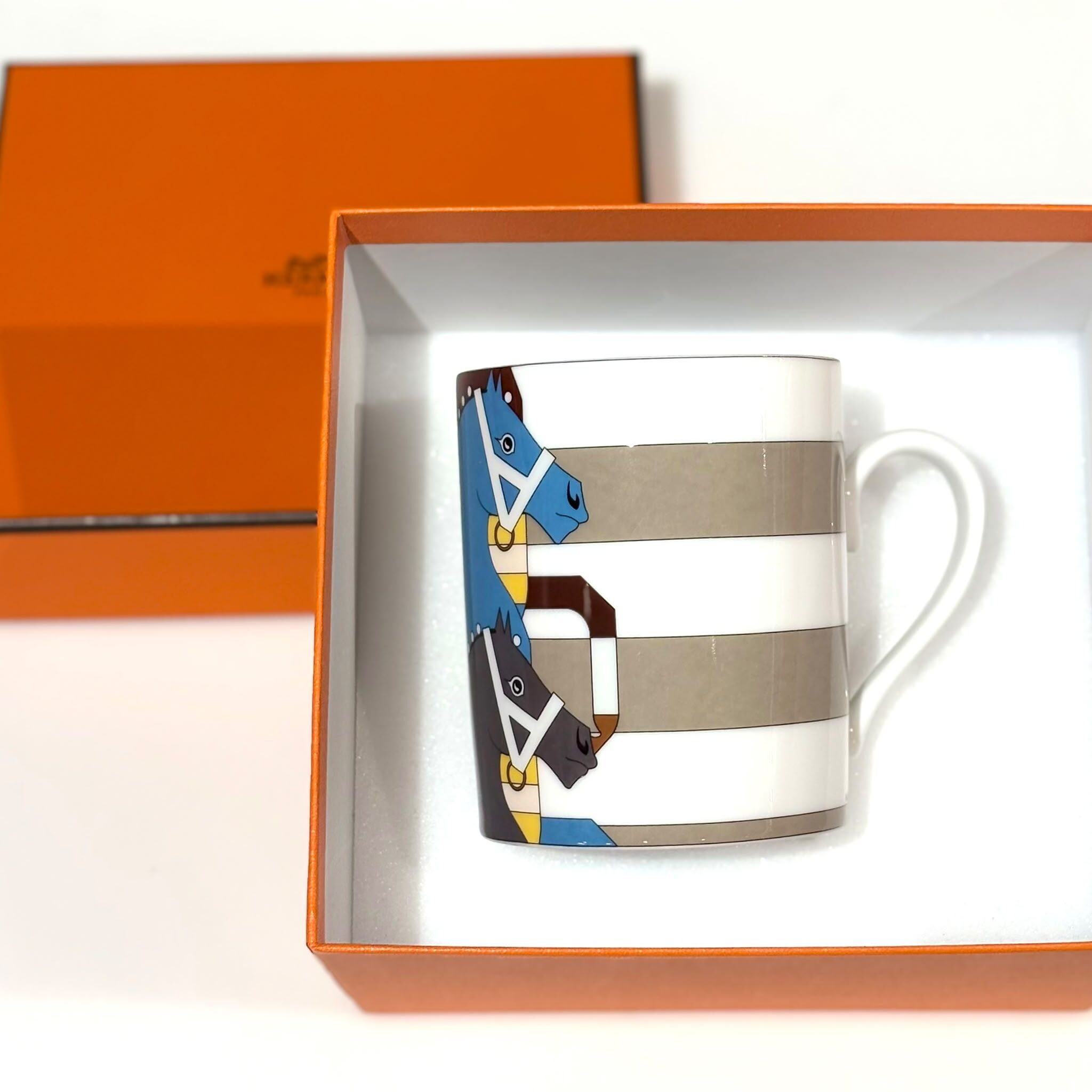 全新HERMES馬克杯 Rocabar mug 陶瓷 多彩的雙馬圖案 #BRAND NEW #香榭站正品
