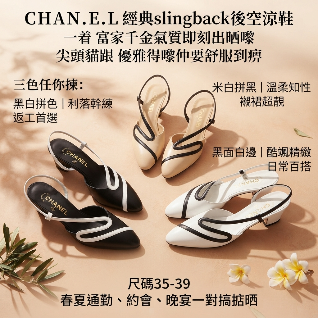 CHANEL經典slingback後空涼鞋