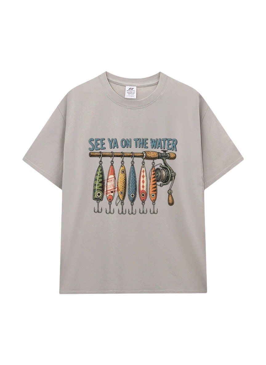 復古路亞印花棉T★See Ya On The Water 釣魚風・純棉寬鬆短袖T恤