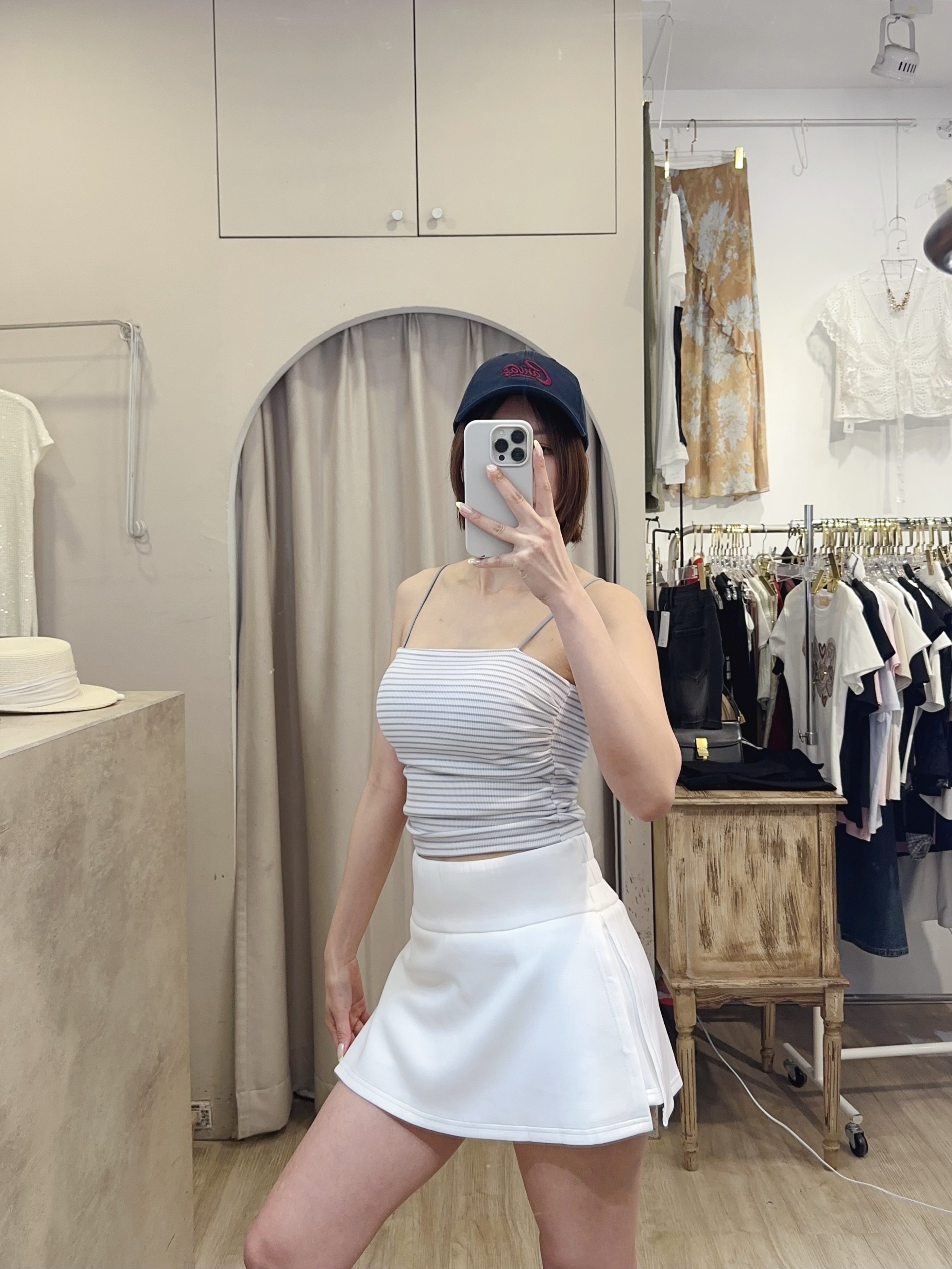 可愛細肩帶條紋bra top