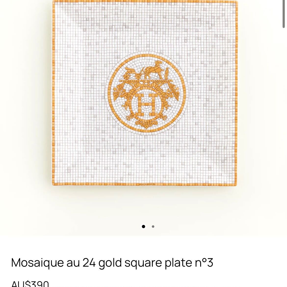 全新HERMES Mosaique Au 24 Gold Square Plate No. 3 甜品碟 (16.5CM) 陶瓷 馬賽克幾何圖案 #BRAND NEW #香榭站正品