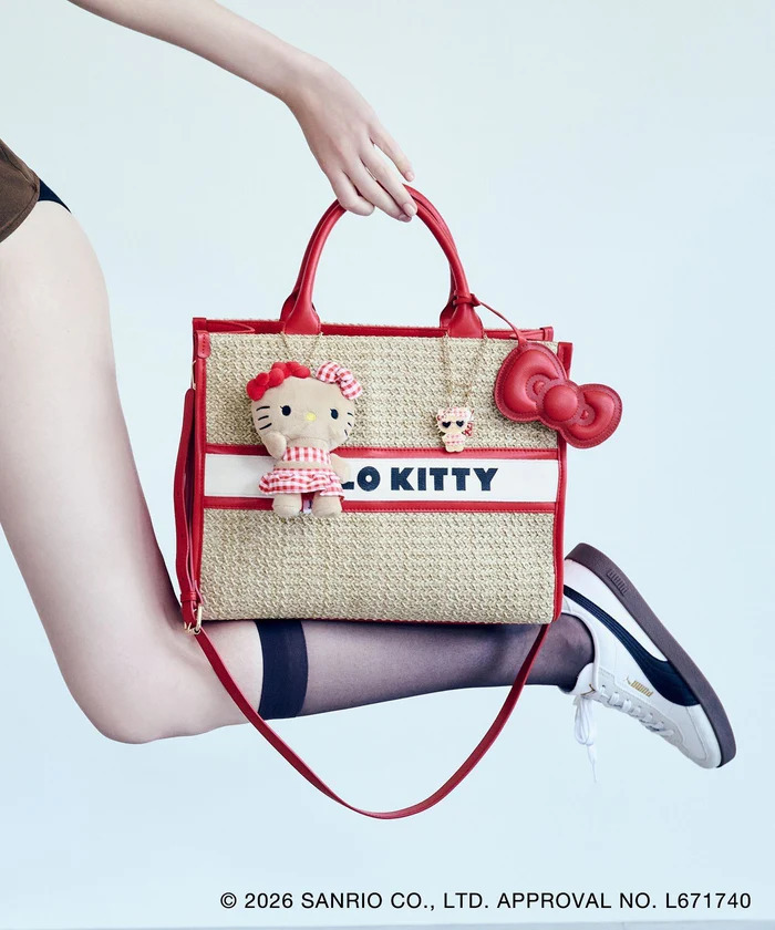 26132 Sanrio Hello Kitty × VIS 聯名 度假風編織兩用包 紅色 #JP-VIS26
