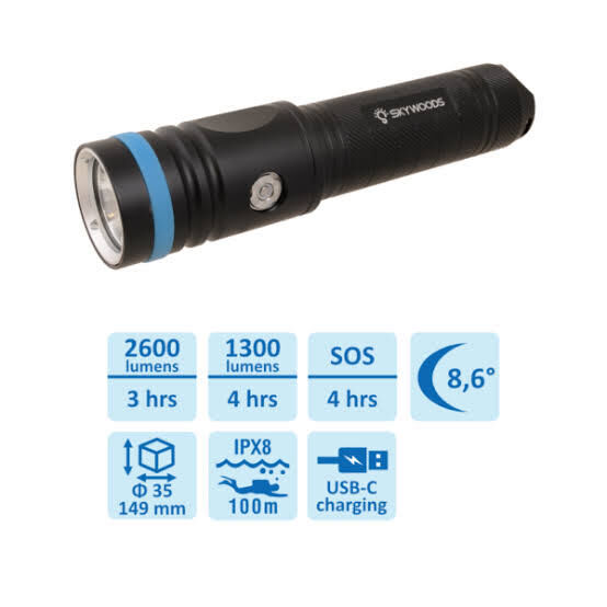 Skywoods D7 nova 手電筒2600流明 含電池