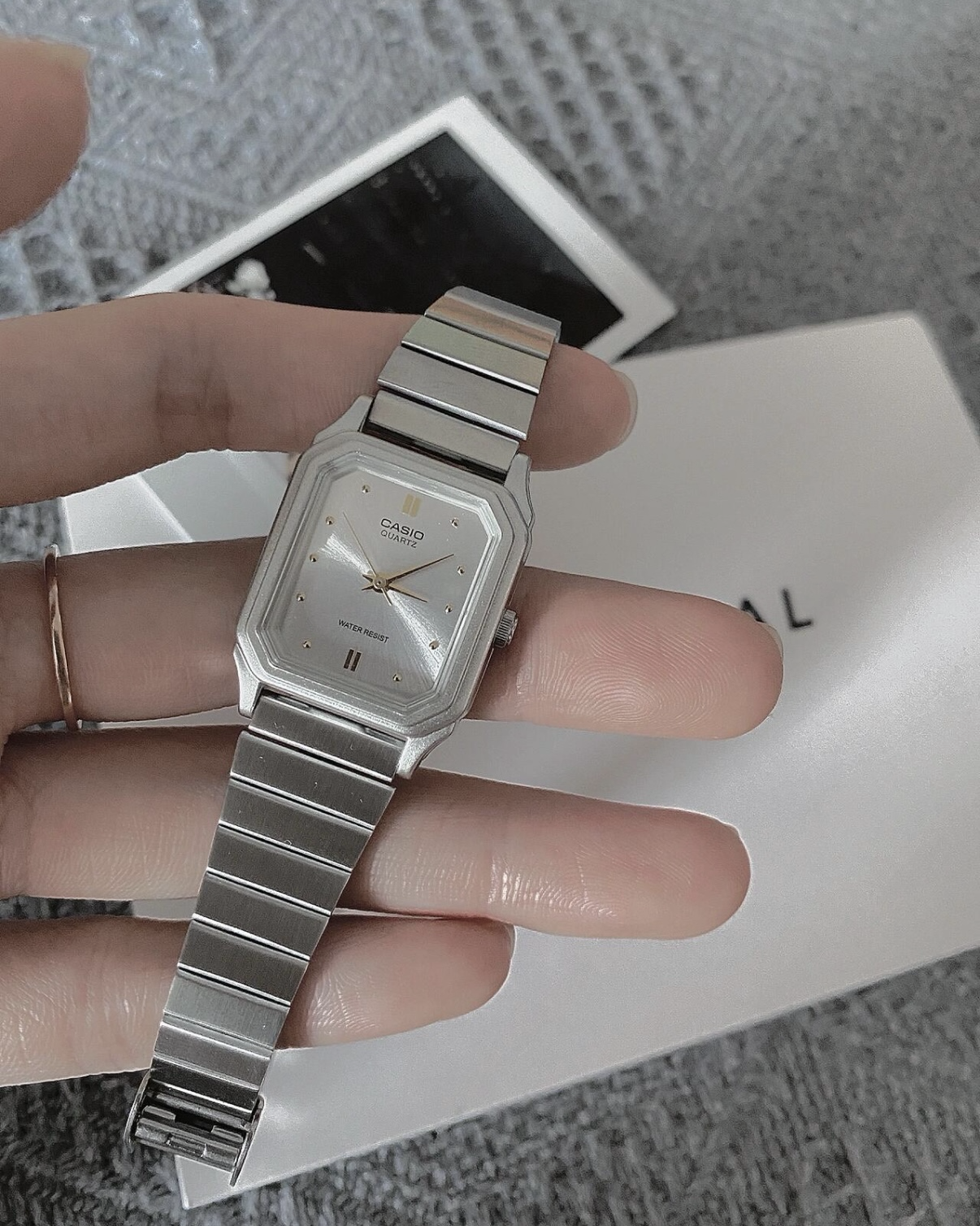 CASIO VINTAGE系列 不鏽鋼小方塊 銀色 復古 石英機芯 女錶 卡西歐