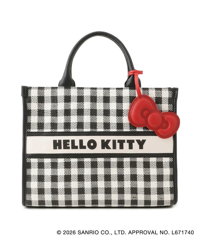26132 Sanrio Hello Kitty × VIS 聯名 度假風編織兩用包 黑色格子 #JP-VIS26