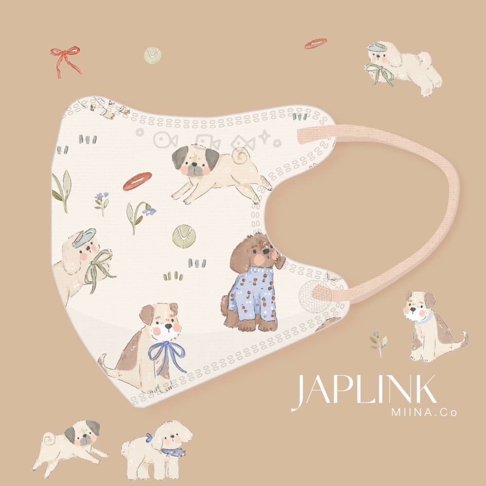 JAPLINK【 VXS 0~3歲 】3D 立體幼童口罩 / 小汪圖鑑