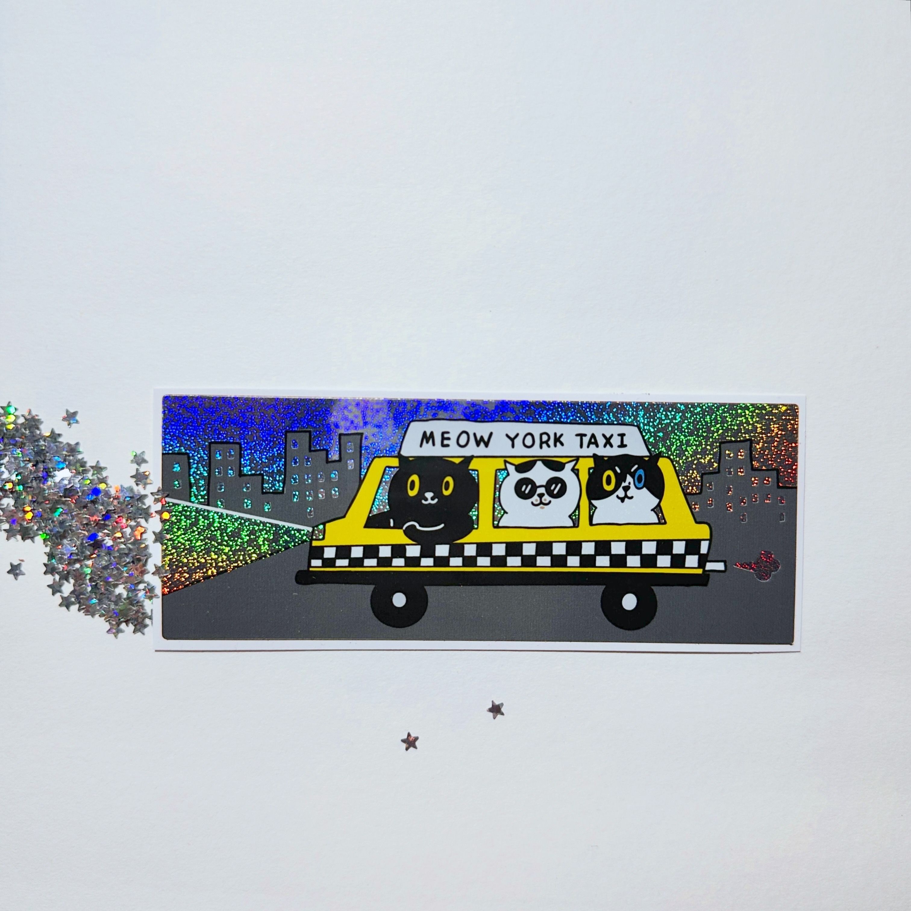 MEOW YORK TAXI 超級閃亮 雷射防水大貼紙｜superB studio