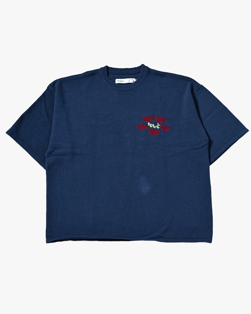 HIGH-GATE - ROUGH FLOWER KNIT TEE 'NAVY' 26HG-SS1203