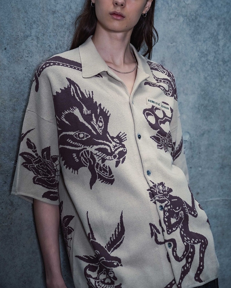 HIGH-GATE - OUTLAW KNIT SHIRT 'OFF WHITE' 26HG-SS1102