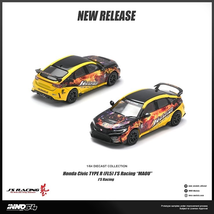 PO-$169 * INNO64 * 1:64 HONDA CIVIC TYPE R FL5 J'S RACING MAOU