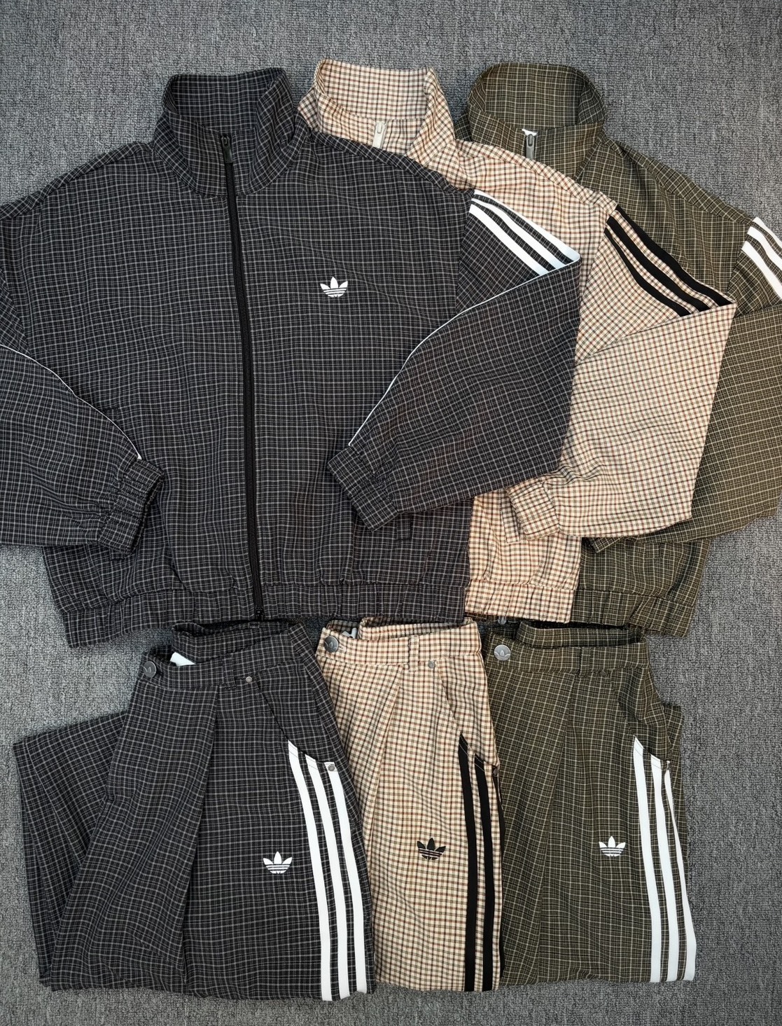 （預購）Adidas Originals Checks Track 復古格紋套裝 雙拉鍊外套 3色