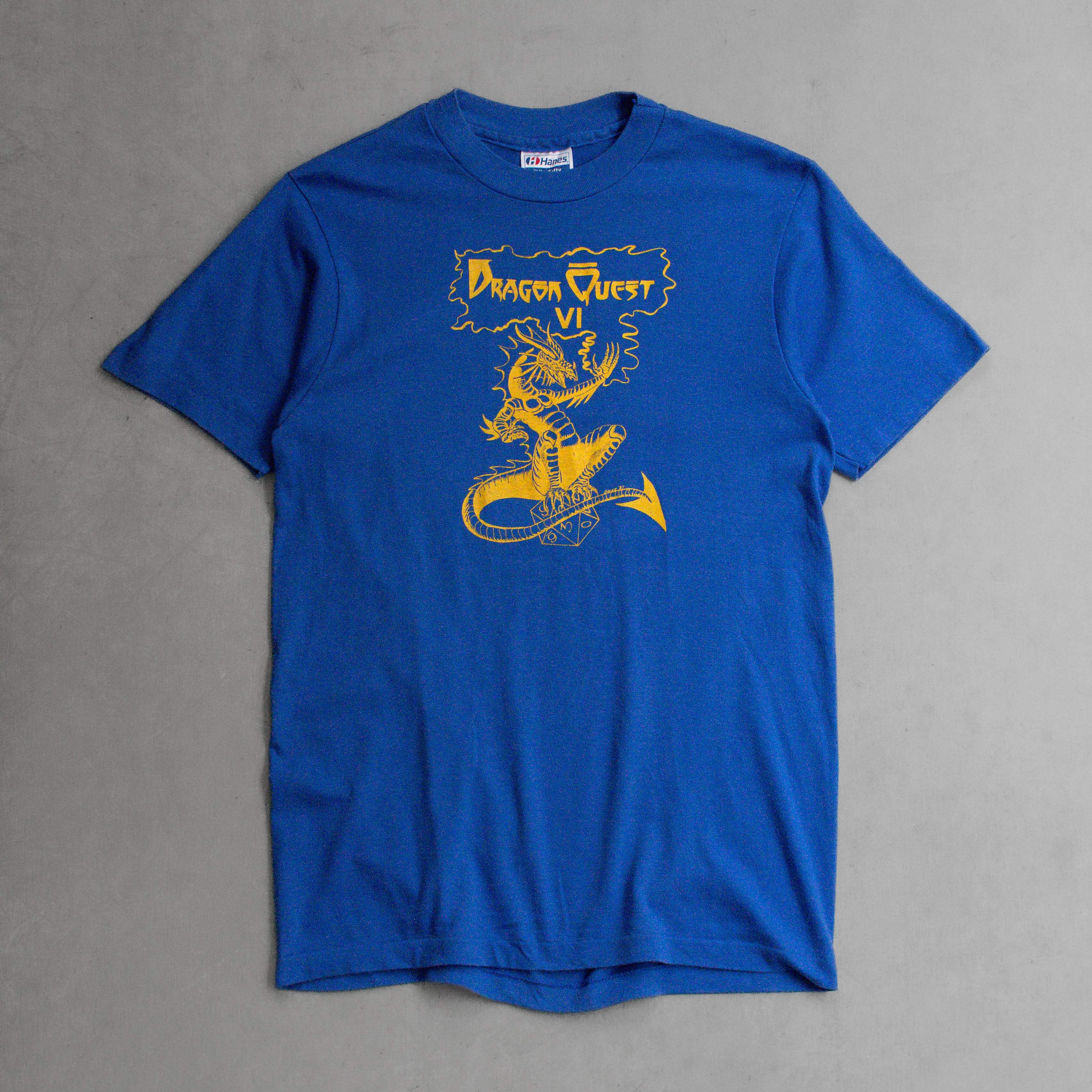 80-90S HANES DRAGON QUEST TEE 美國製 藍色 桌遊 龍 圖案 短袖 T恤